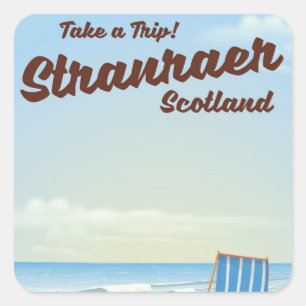 Sticker Carré Affiche de voyage vintage Stranraer Écosse