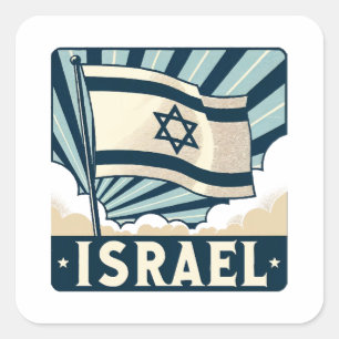 Sticker Carré Affiche Vintage voyage d'Israël