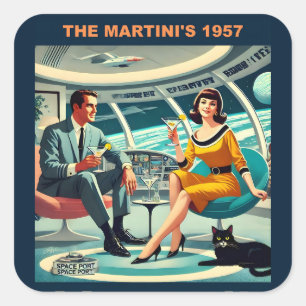 Sticker Carré Affiches de voyage spatiaux Martini Les Martini's