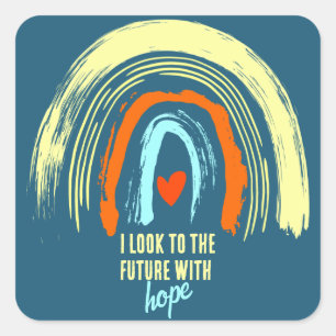 STICKER CARRÉ AFFIRMATION CITE RETRO BOHO RAINBOUR