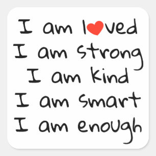 Sticker Carré Affirmations Typographie cardiaque Rouge Noir