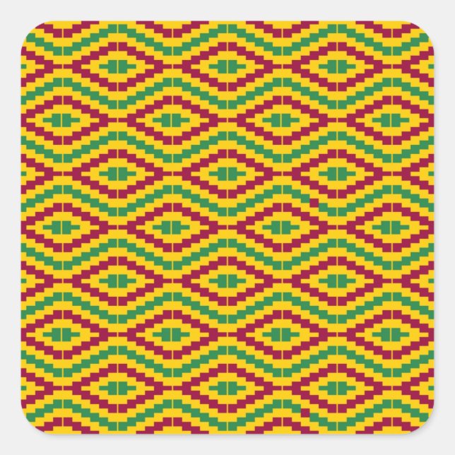 Sticker Carré African Kente, Happy Kwanzaa (Devant)