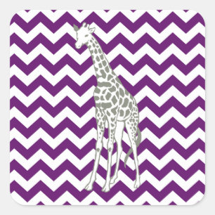 Sticker Carré African Violet Safari Chevron avec Pop Art Giraffe