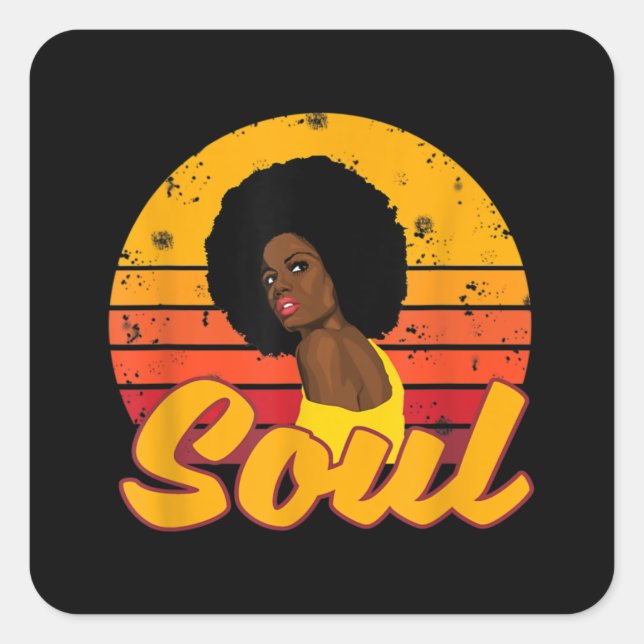 Sticker Carré Afro les années 70 80 ans Funk Afro Disco Soul (Devant)