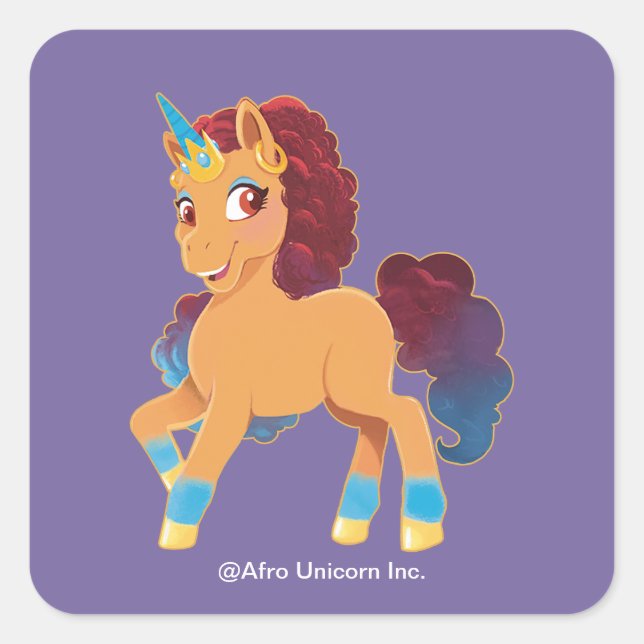 Sticker Carré Afro Unicorn | La divine danse (Devant)