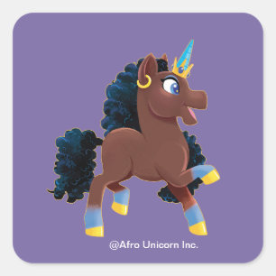 Sticker Carré Afro Unicorn   La magie