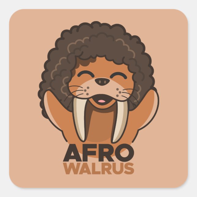 Sticker Carré Afro Walrus (Devant)