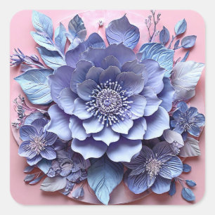 Sticker Carré Agencement élégant de fleurs en papier 3D dans des