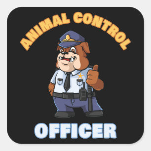 Sticker Carré Agent de contrôle des animaux - Mignonne patrouill