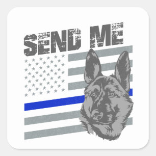 Sticker Carré Agent de police m'envoyer mince ligne bleue K9 cad