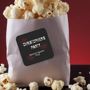 Sticker Carré Agent spécial / Thème Spy Top Secret Party