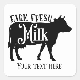 Sticker Carré Agrafer le lait frais mot art ajouter du texte