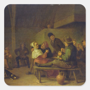 Sticker Carré Agriculteurs faisants la bringue