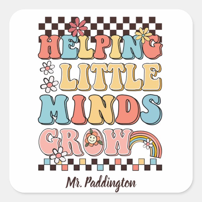 Sticker Carré Aider Little Minds Croissance de l'offre scolaire  (Devant)