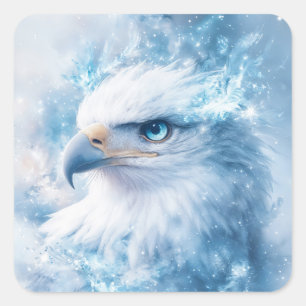 Sticker Carré Aigle aux yeux bleus parmi les merveilles gelées