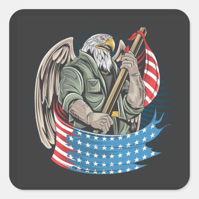 Sticker Carré Aigle d'Amérique (Devant)