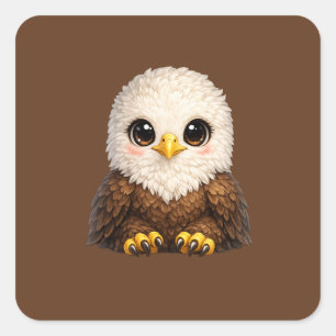 Sticker Carré Aigle Mignon aux Grands Yeux Animal Heureux de la