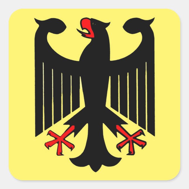 Sticker Carré Aigle noir allemand sur Bouclier jaune (Devant)