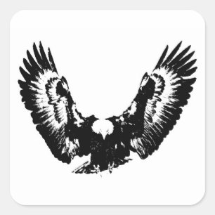 Sticker Carré Aigle noir et blanc