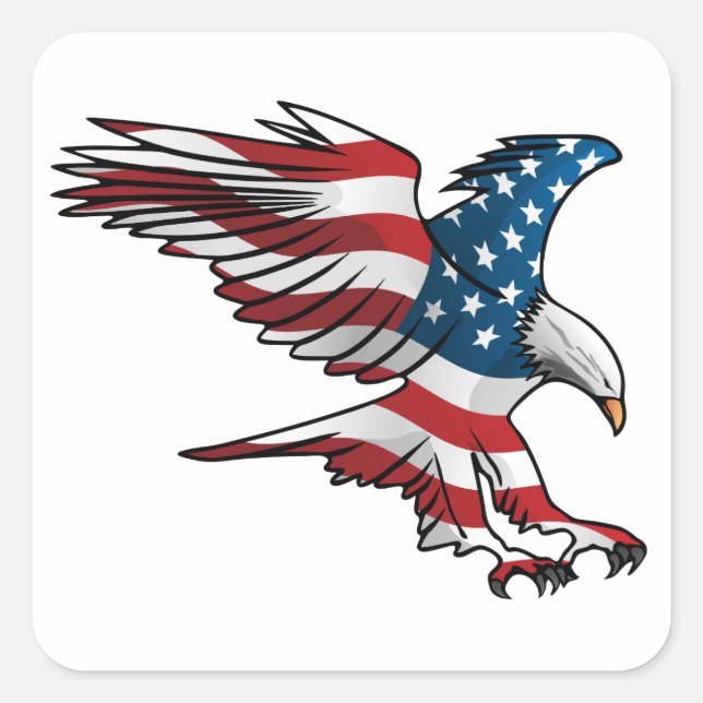 Sticker Carré Aigle patriotique américain (Devant)