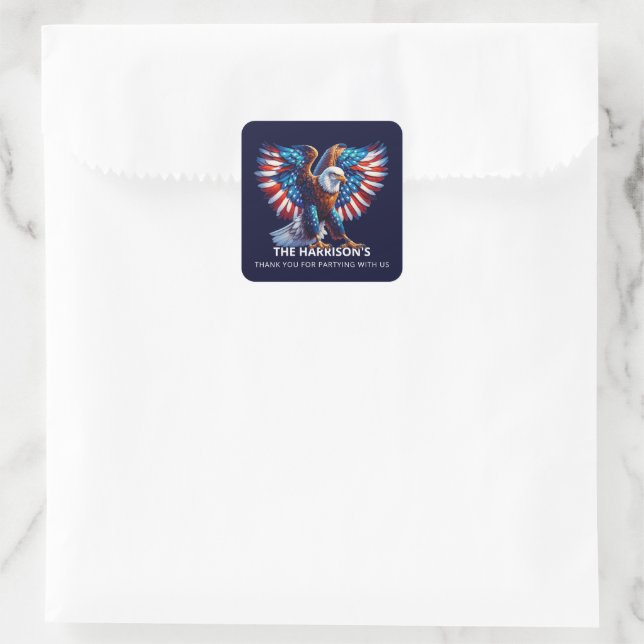 Sticker Carré Aigle patriotique USA 4 juillet (Sac)