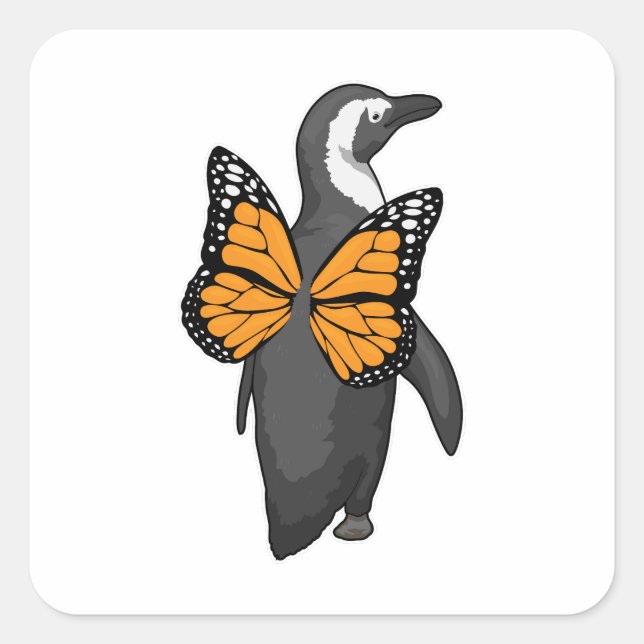 Sticker Carré Ailes de papillon pingouin (Devant)