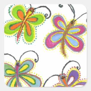 Sticker Carré Ailes Whimsical : Belle conception à thème papillo