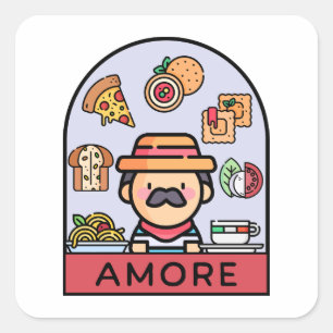 Sticker Carré Aimer la cuisine italienne