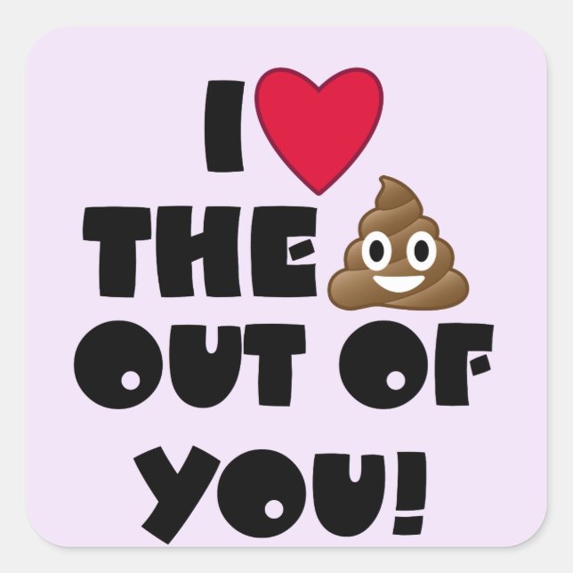 Sticker Carré Aimer Le Poop Emoji (Devant)