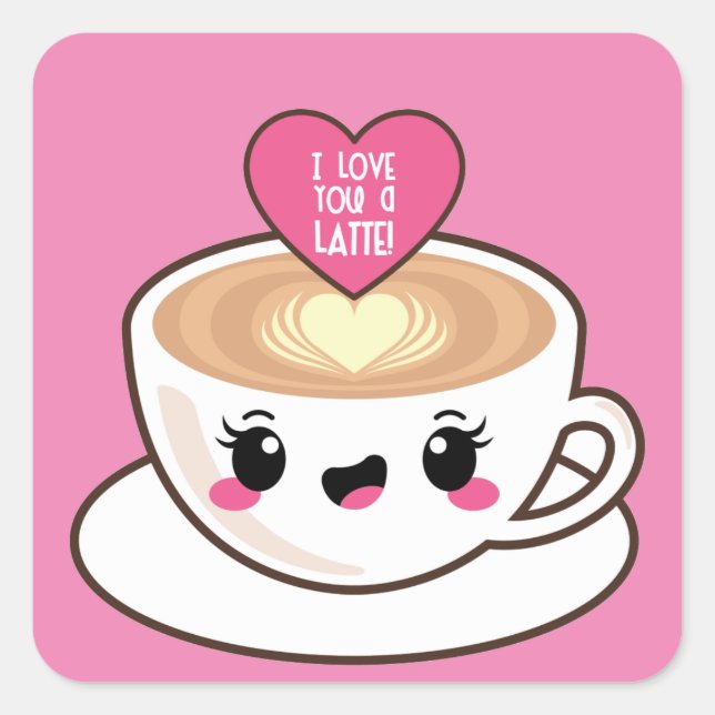 Sticker Carré Aimez-vous un Latte EMoji (Devant)