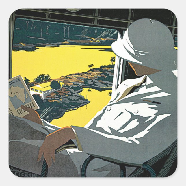 Sticker Carré Air Afrique : Visitez L'Afrique en Avion (Devant)