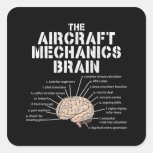 Sticker Carré Aircraft Mechanics Brain Aviation