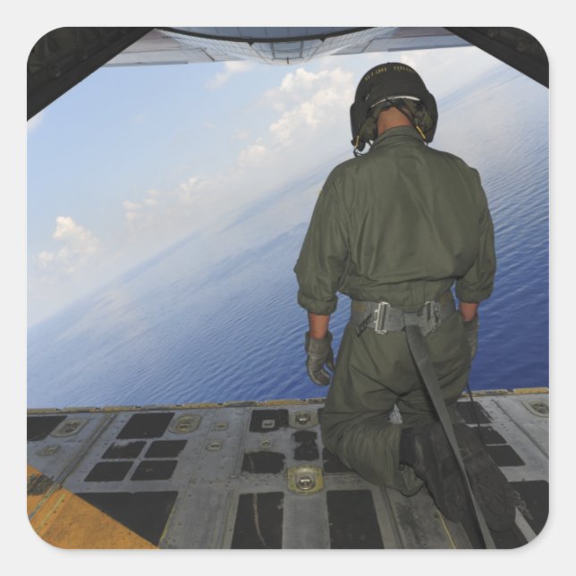 Sticker Carré Airman observe les eaux du golfe du Mexique (Devant)