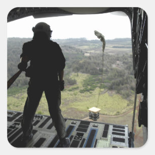 Sticker Carré Airman regarde une chute d'entraînement