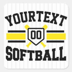 Sticker Carré AJOUT PERSONNALISÉ NOM Softball Player Varsity Tea
