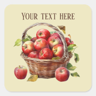 Sticker Carré Ajouter du texte aux vendeurs de pommes mignons