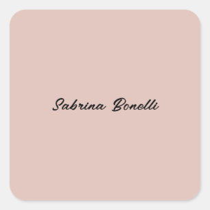 Sticker Carré Ajouter le nom Elegant Plain Simple Rose or couleu