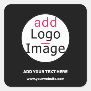 Sticker Carré Ajouter Logo Business Chic Personnalisable Noir Mi