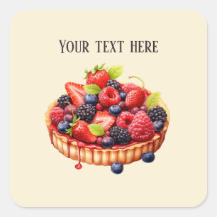 Sticker Carré Ajouter un message à la tarte aux fruits mignons