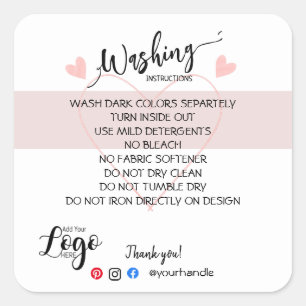 Sticker Carré AJOUTER VOS instructions de lavage LOGO CARE stick