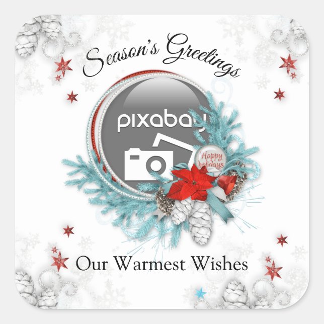 Sticker Carré Ajouter Votre Entreprise Logo Festive Frame Holida (Devant)