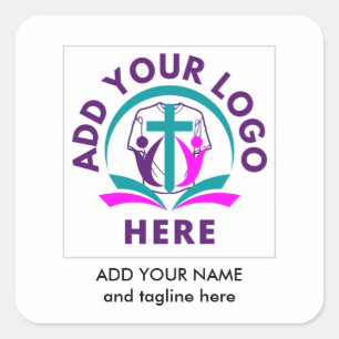 Sticker Carré AJOUTER VOTRE LOGO Business Church Merchandises
