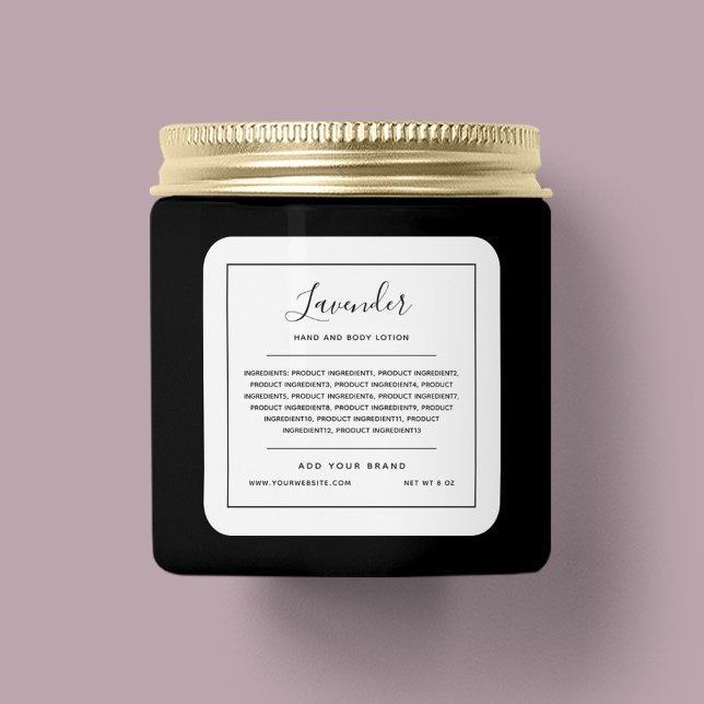 Sticker Carré Ajouter votre marque Liste d'ingrédients de bordur (Créateur téléchargé)