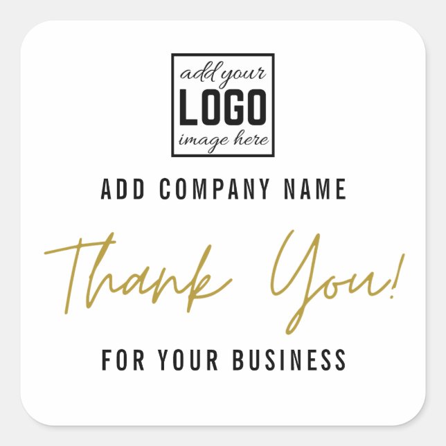 Sticker Carré Ajoutez Votre Merci Logo Pour Votre Entreprise (Devant)