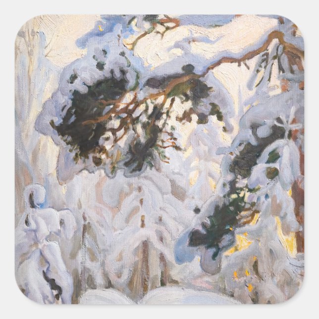Sticker Carré Akseli Gallen-Kallela - Forêt en hiver (Devant)