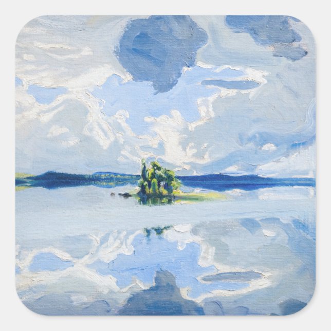 Sticker Carré Akseli Gallen-Kallela - Nuages au-dessus d'un lac (Devant)