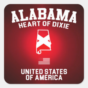 Sticker Carré Alabama Heart of Dixie