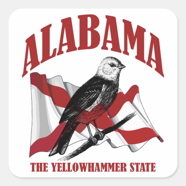 Sticker Carré Alabama, L'État de Yellowhammer (Devant)