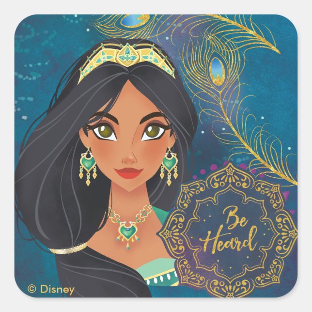 Sticker Carré Aladdin | Jasmine "Soyez entendu" (Devant)