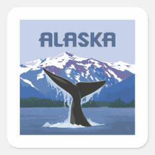 Sticker Carré Alaska   Baleine